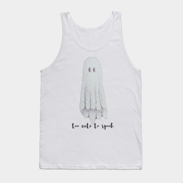 Too cute to spook,  adorable watercolor ghost Tank Top by JewelsNova